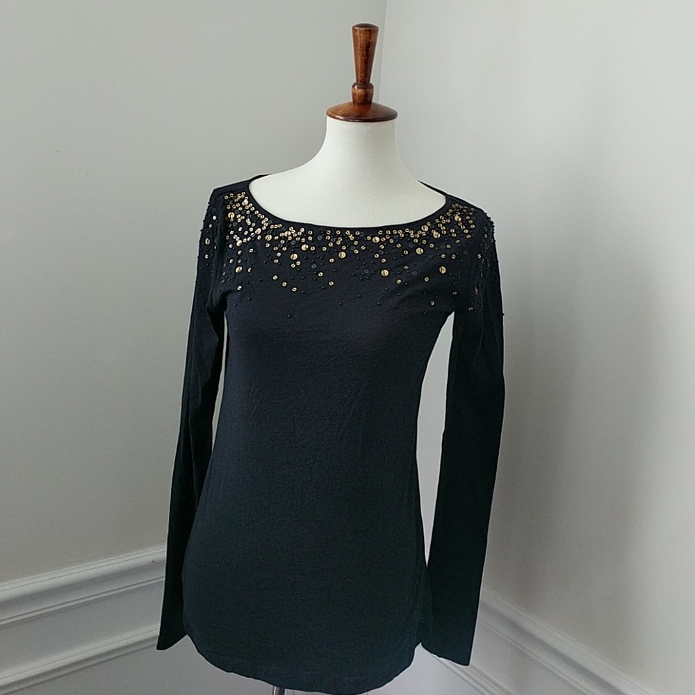 Ann Taylor Loft long sleeved sequin beaded top